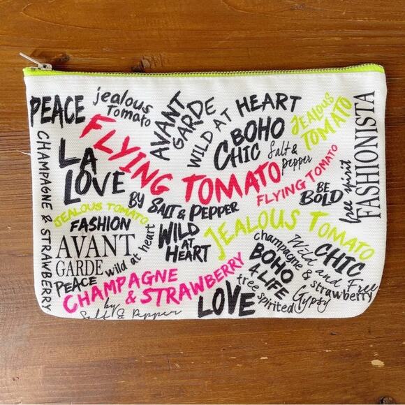 Flying Tomato Canvas Fashionista Statements Print Makeup Cosmetic Pouch Bag - Picture 6 of 7